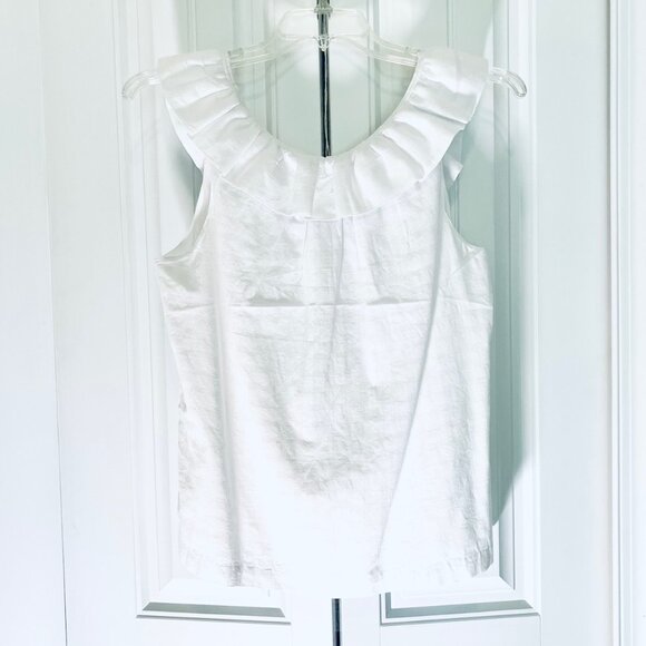 Trina Turk Twin Falls Sleeveless Ruffled Top in White (L) New with Tag - Picture 7 of 11